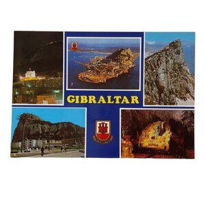 Gibraltar Multi View Vintage Postcard With Scenic Landmarks Attractions Original